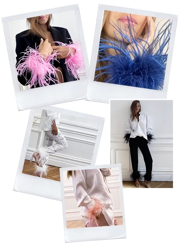 Manchettes en plumes d’autruche