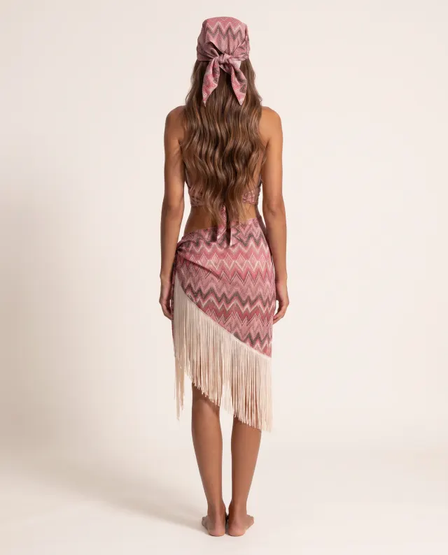 Paréo court asymétrique en lurex — Resortwear