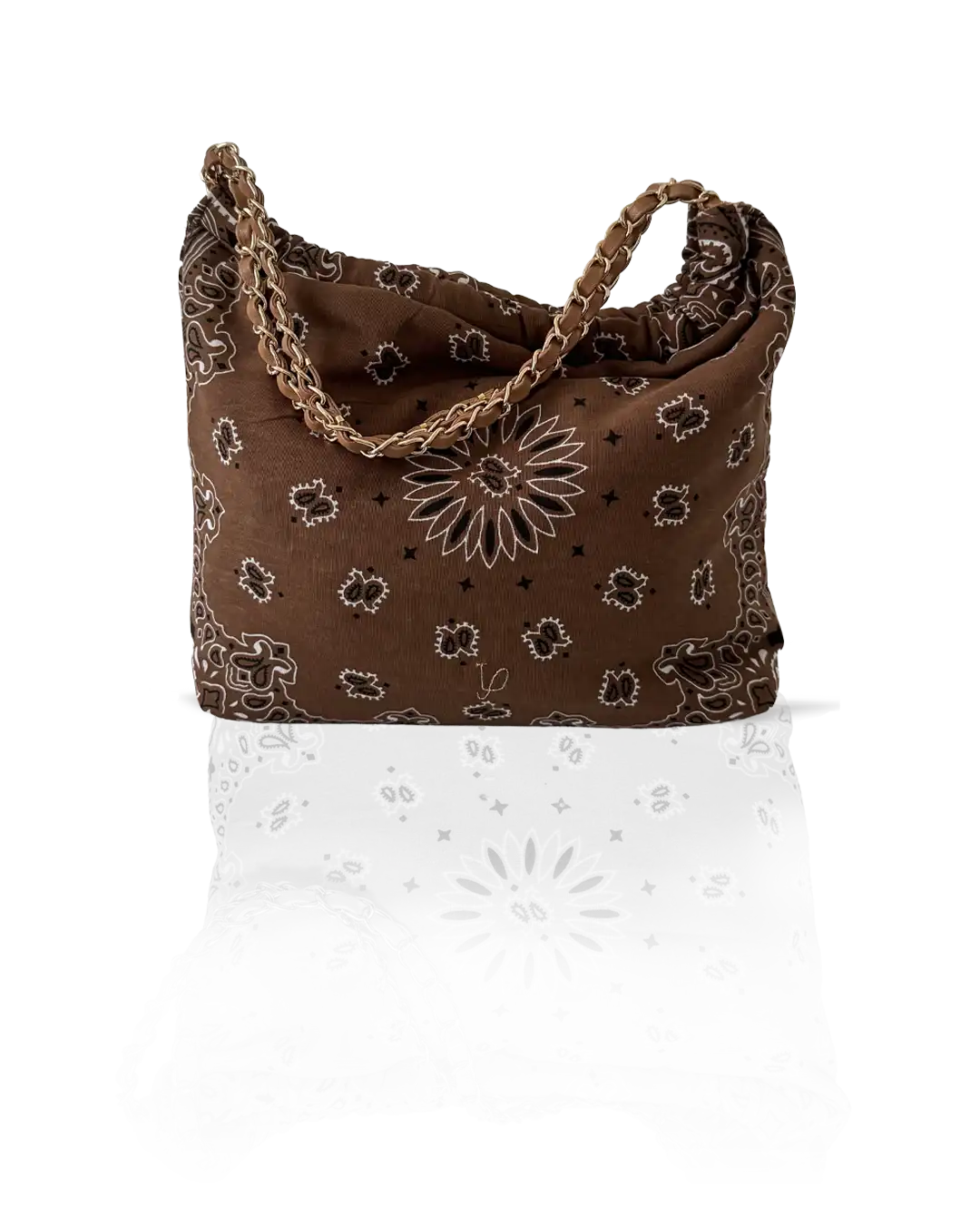Brown Bandana bag — personalised embroidery detail