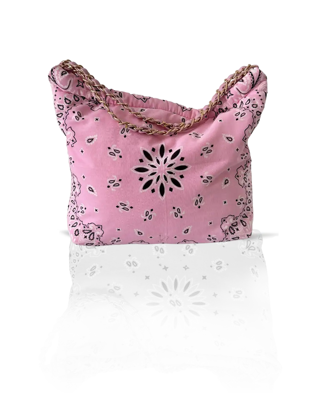 Pink Bandana bag — personalised embroidery detail