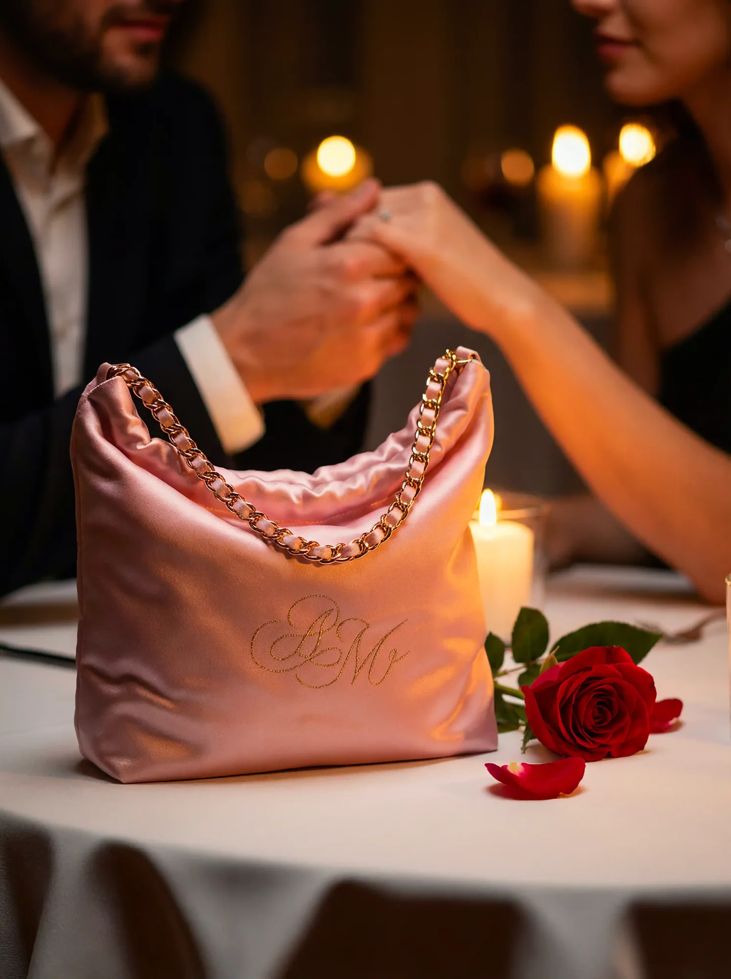 Broderie fil doré du sac du soir aube