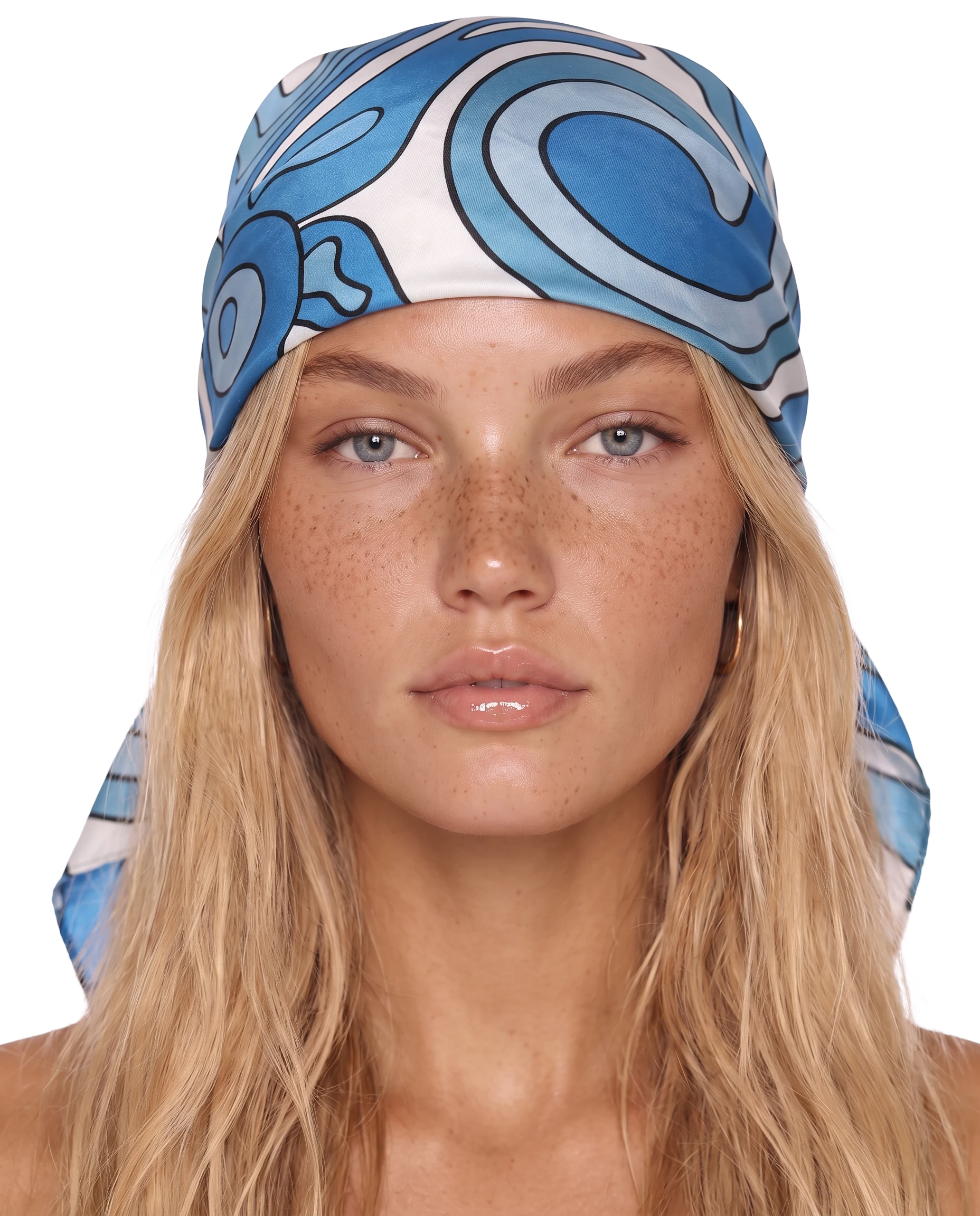 Psea-K Atoll scarf top worn as a headscarf