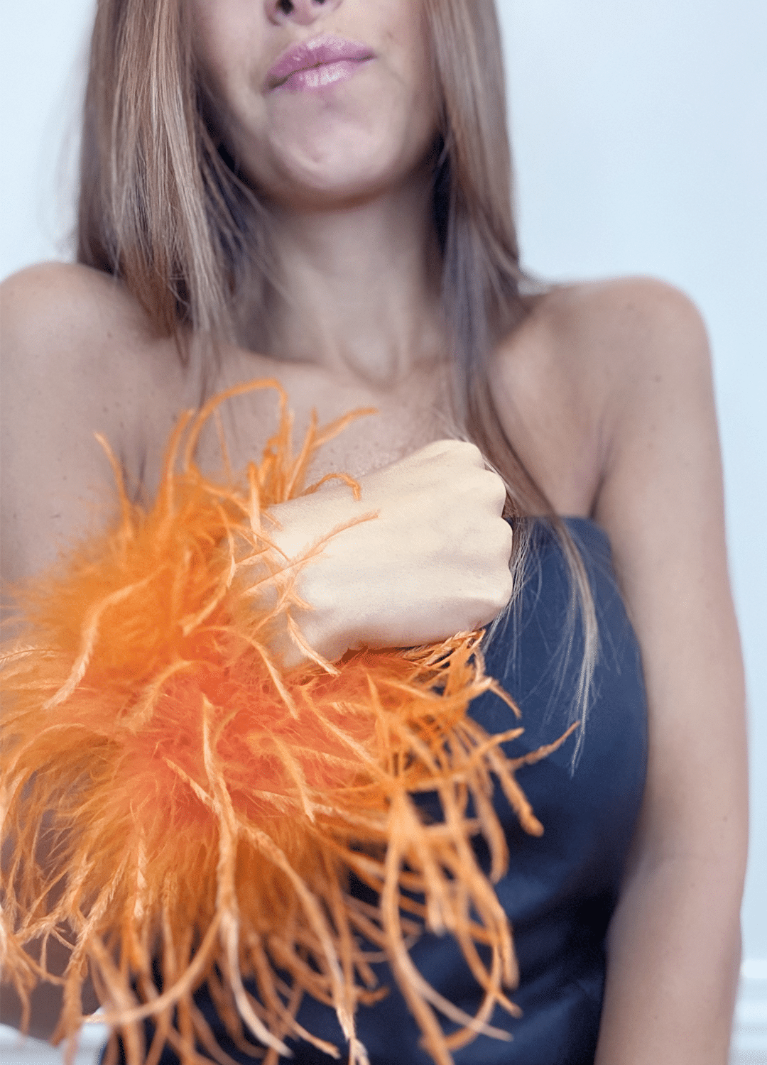 leslie-sulman-feathers-slap-bracelet-orange