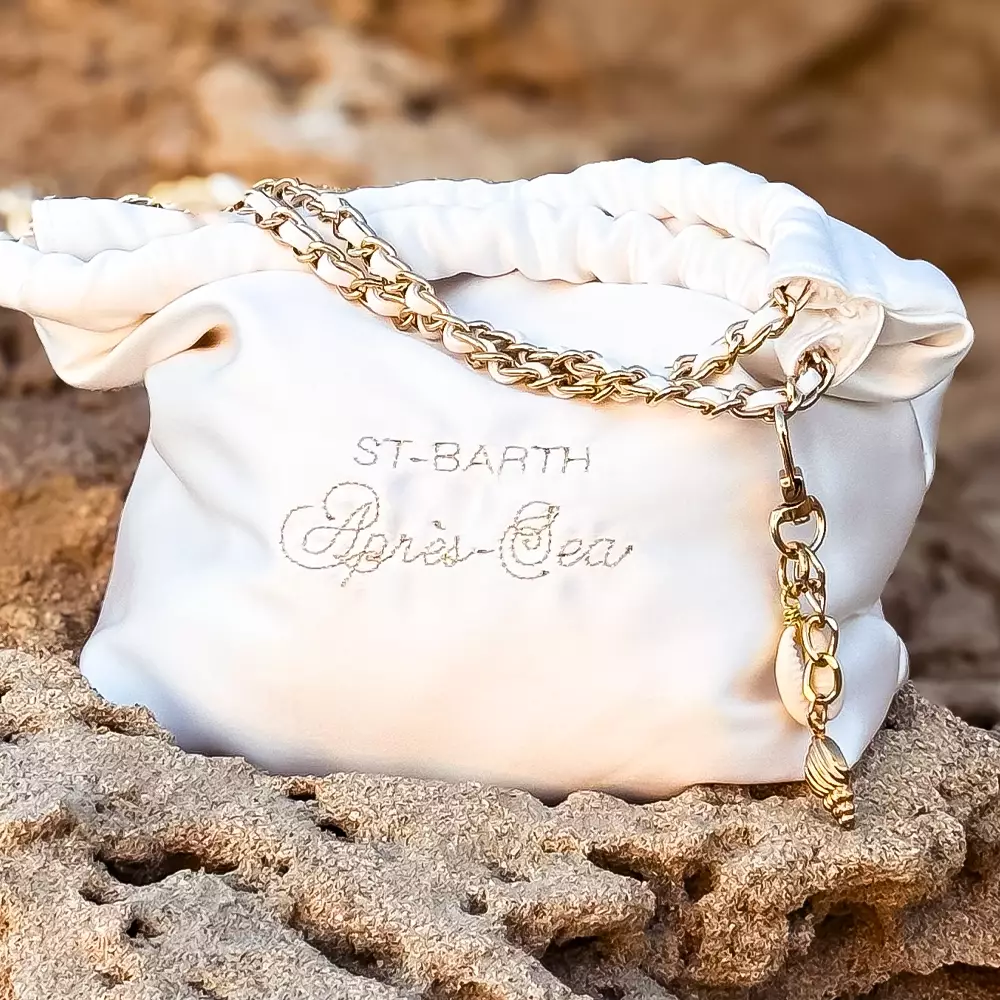 sac du soir en satin blanc personnalisé avec